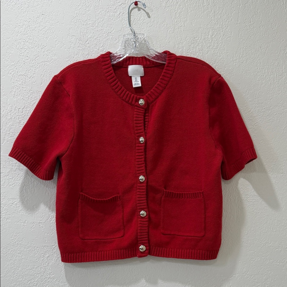 H&M Red Button Down Cardigan